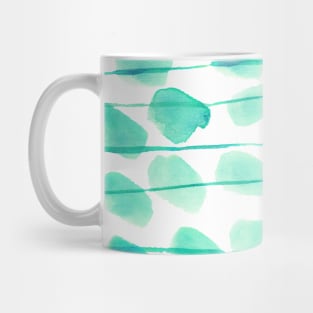 Emerald watercolor spots with stripes - abstract painted Mug